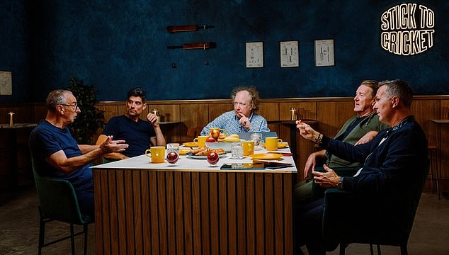 (L-R) David Lloyd, Alastair Cook, Andy Zaltzman, Phil Tufnell and Michael Vaughan discussed the upcoming Ashes series on The Overlap and Betfair 's Stick to Cricket show