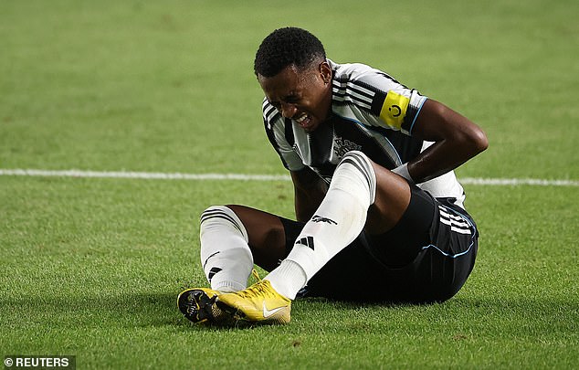 Newcastle midfielder Joe Willock was taken off on a stretcher during the Magpies' 1-0 defeat by the K-League XI on Wednesday