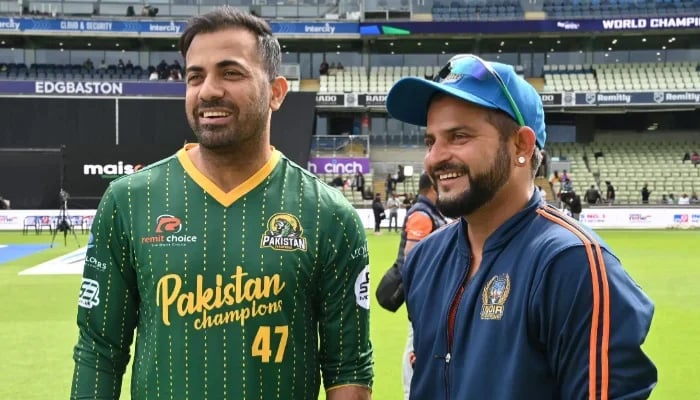An Undated Picture Of Pakistan Champions Pacer Wahab Riaz (Left) And India Champions All-Rounder Wahab Riaz During The First Season Of World Championship Of Legends (Wcl). - Wcl