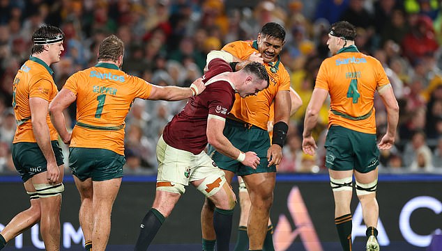 Sydney, Australia - August 02: James Ryan Of The British And Irish Lions Clashes With Will Skelton Of The Wallabies During The Third Test Of The Series Between Australia Wallabies And British &Amp; Irish Lions At Accor Stadium On August 02, 2025 In Sydney, Australia. (Photo By Cameron Spencer/Getty Images)