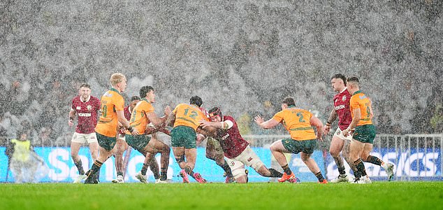 A General View Of Match Action As Heavy Rain Falls During The Qatar Airways Lions Tour Match At Accor Stadium In Sydney, Australia. Picture Date: Saturday August 2, 2025. Pa Photo. Photo Credit Should Read: David Davies/Pa Wire.restrictions: Use Subject To Restrictions. Editorial Use Only, No Commercial Use Without Prior Consent From Rights Holder.