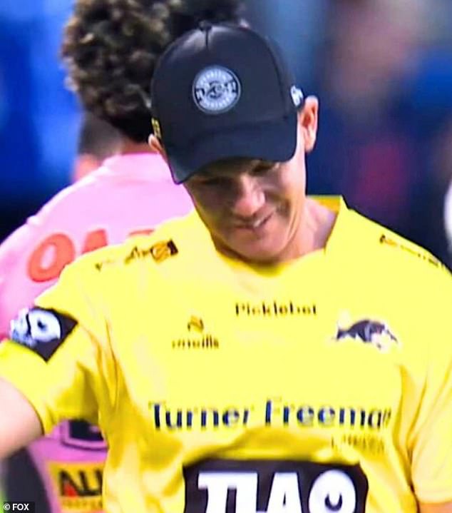 To Add Insult To Injury, Bocking Was Seen Appearing To Smile (Pictured) As He Got Off The Field Straight After The Highly Controversial Incident