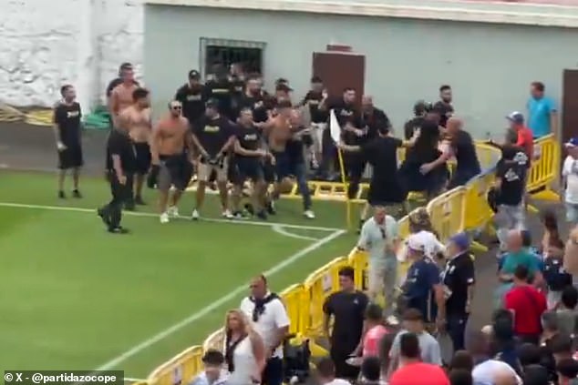 The Hooligans Walked Out Of Their Designated Seating Area And Marched Around The Pitch