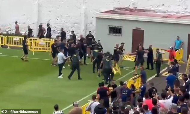 Thugs Attempted To Throw Barriers Toward A Section Allegedly Occupied By Tenerife Supporters