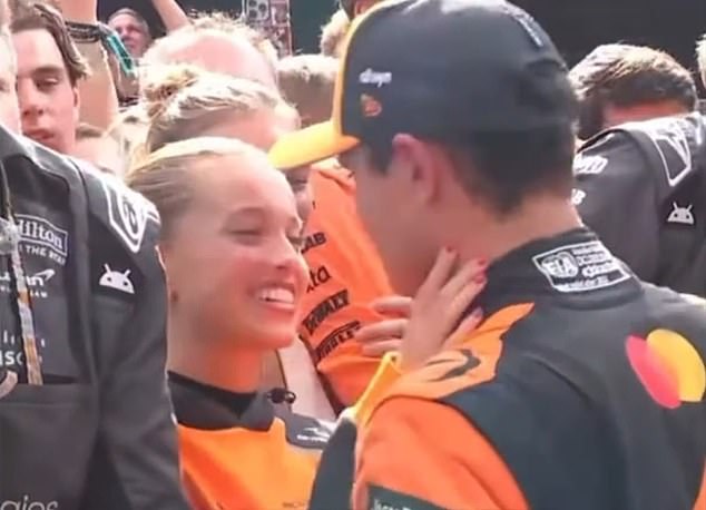 The Portuguese Model-Actress Watched On Proudly As Her Boyfriend Celebrated After The Race
