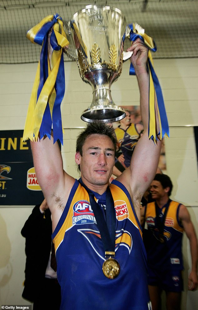 Football Was Adam Hunter's Identity - And He Struggled To Adjust After Retiring Due To Injuries In 2009 (Pictured, After Winning The 2006 Grand Final Against The Swans)