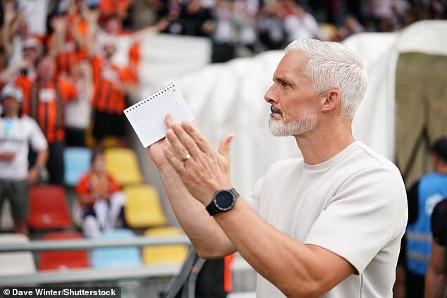Jim Goodwin Salutes The Dundee United Supporters Following Their 2-2 Draw In Vienna
