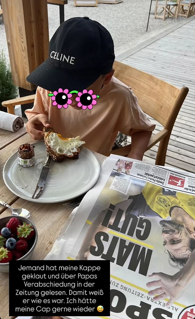 Cathy Hummels Shared A Photo Of Their Son With A Newspaper Featuring Details About The Match