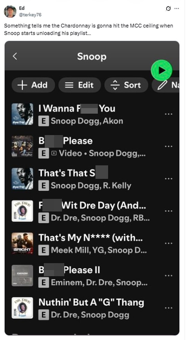 Elliott Wasn't Alone, With Some Footy Fans Also Pointing Out The Rapper's Songs Contain Explicit Lyrics And Titles (Pictured)