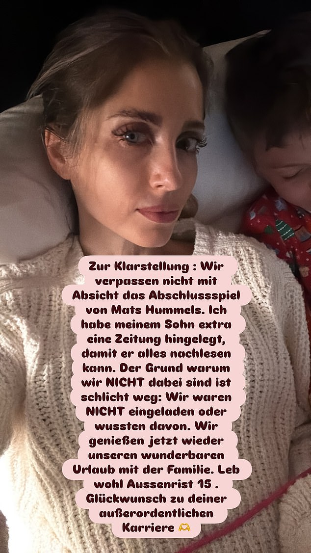Cathy, Who Describes Herself As A 'Lion Mum' Claimed In A Social Media Post That They Had Not Been Invited To Attend The Match - And Has Since Revealed That Hummels Has Apologised
