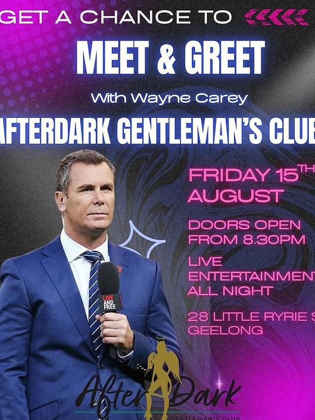 The After Dark Gentlemen's Club Is Promoting The Footy Great's New Gig Just Weeks After He Was Embroiled In A Scandal Over A Viral Video