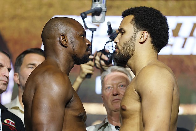 Riyadh, Saudi Arabia - August 15: Dillian Whyte And Moses Itauma Face Off Ahead Of Their Wbo Inter-Continental Heavyweight Title Fight During The Weigh-In As Part Of The Dillian Whyte V Moses Itauma: Esports World Cup Event At Kingdom Arena On August 15, 2025 In Riyadh, Saudi Arabia. (Photo By Richard Pelham/Getty Images)
