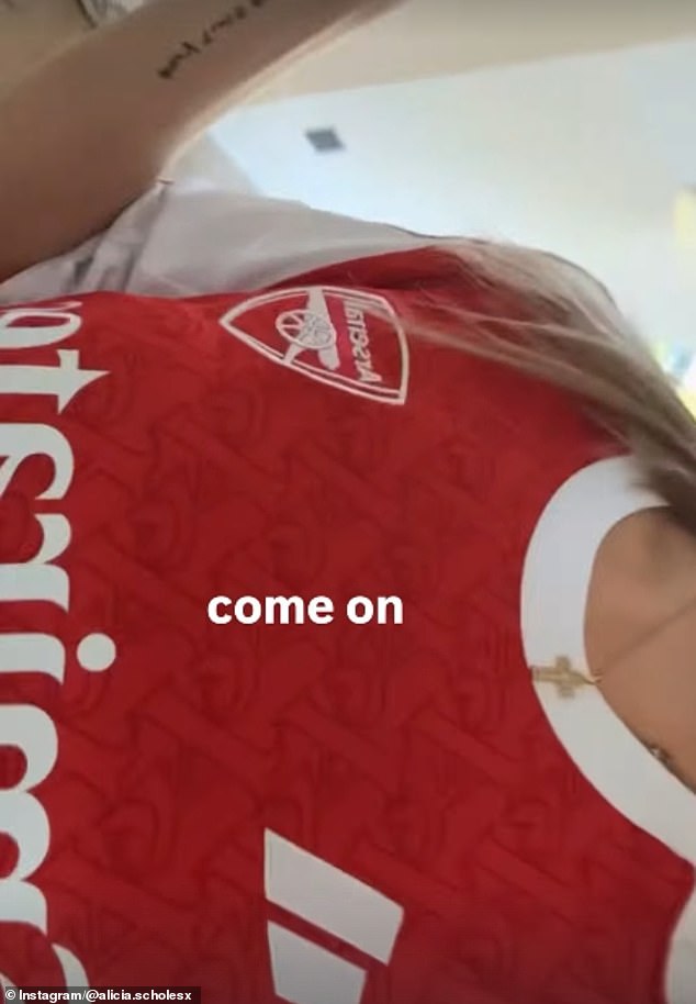 Alicia, 24, Filmed Her Father's Reaction As She Wandered Into The Lounge In The Opening Minutes Of The Game Wearing An Arsenal Jersey