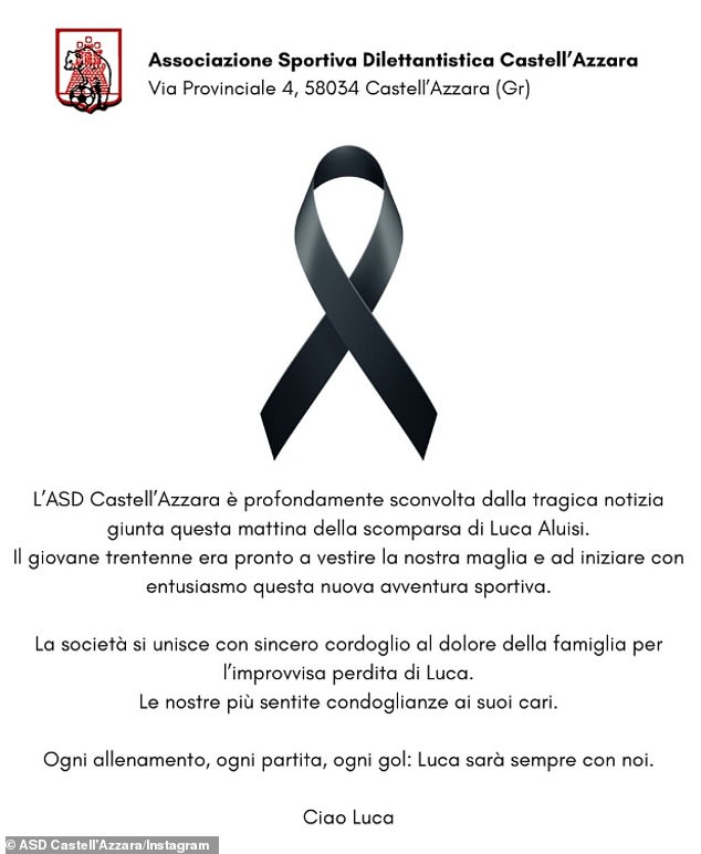 His New Club, Tuscan Non-League Side Asd Castell'azzara, Paid Tribute To Him On Instagram