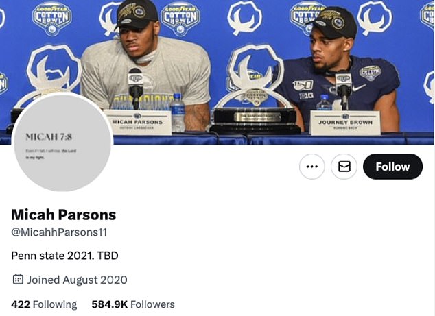 Parsons removed any mention of the Cowboys from his X bio late on Thursday evening