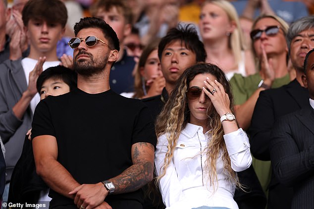 Diogo Jota's widow, Rute Cardoso, cut an emotional figure as she stood with his family while Wolves paid their tribute to her late husband at the weekend