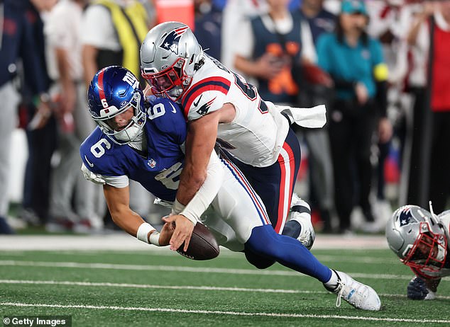 Dart fumbled while trying to split to Patriots defenders. Dabol later agreed he should have slid
