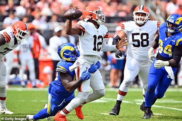 Sanders Is Hauled To The Ground By Rams Linebacker Jamil Muhammad In The Third Quarter