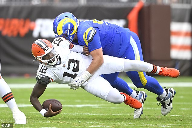 Sanders Hits The Ground After Being Sacked By Bill Norton, One Of Five Times It Happened