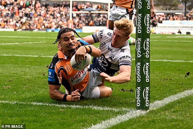 Taylan May (Left) Bagged A Brace Of Tries Early In The First Half Of The Match To Keep The Tigers Within Touching Distance Of The Cowboys