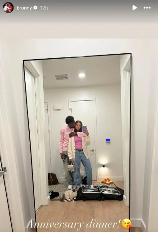 Bronny James Posted A Loved-Up Snap To His Instagram Story To Celebrate His Anniversary