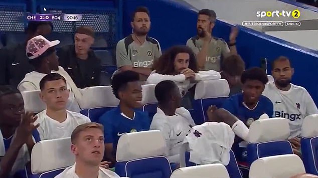 Chelsea Fans Spotted Liam Delap's Reaction To Joao Pedro's Goal Against Bayer Leverkusen
