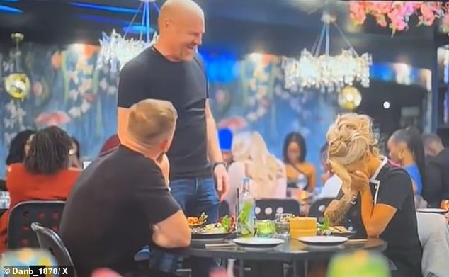 Dyche gatecrashed Katona's date at a swanky restaurant on Thursday's episode