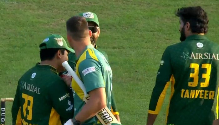 Pakistan Players Celebrate After Taking The Wicket Of A South African Player During Their World Championship Of Legends Match On July 25, 2025. — X