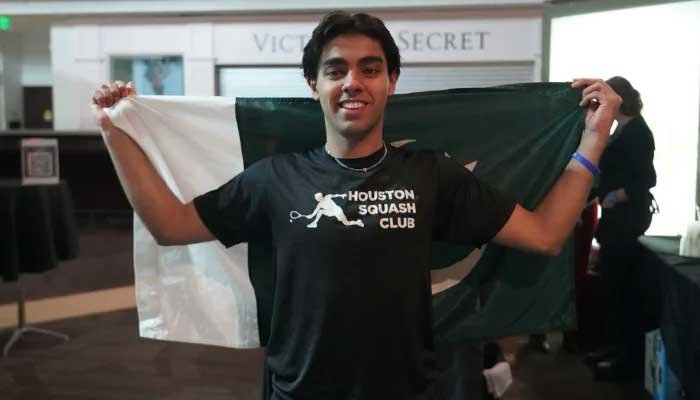 Pakistans Ashab Khan Celebrates After Winning The Semifinal Of The Jones Creek Open Squash Against Brazil’s Diogo Gobbi In The United States On August 17, 2025. — Reporter