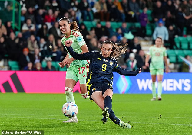 Caroline Weir Scores Scotland's Third Goal In A 4-0 Euro 2025 Play-Off Defeat Of Hungary