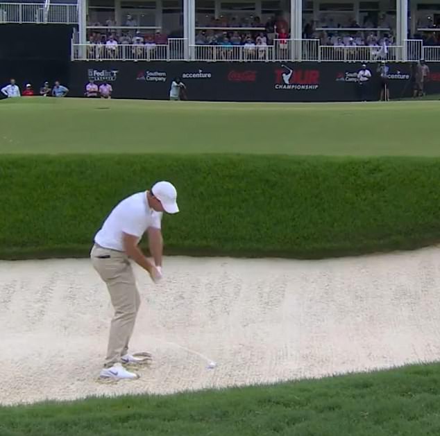 Rory McIlroy shanked his shot into the grandstand - but a lucky ricochet set him up for a birdie