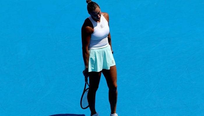Aryna Sabalenka Reacts While Playing Elena Rybakina Of Kazakhstan During The Cincinnati Open At Lindner Family Tennis Center On August 14, 2025 In Mason, Ohio. — Reuters
