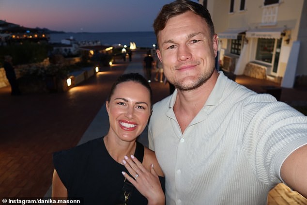 The Former Bulldogs Star Proposed To Mason On An Italian Beach, Giving Her A Stunning Diamond Ring (Pictured)