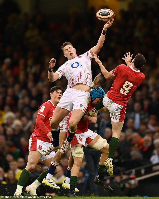 Steward Beats Tomos Williams Of Wales To The Ball During A Six Nations Clash In Cardiff