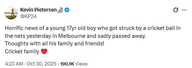 Kevin Pietersen Took To X To Pay Tribute To Ben, Writing: 'Thoughts Are With All His Family And Friends!'