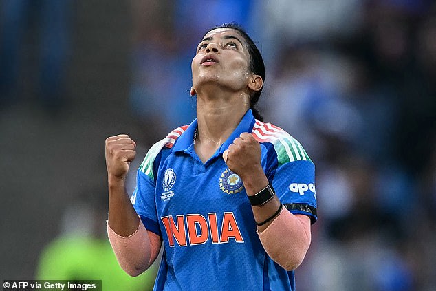 India's Amanjot Kaur Celebrates After Taking The Important Wicket Of Litchfield In The Semi Final