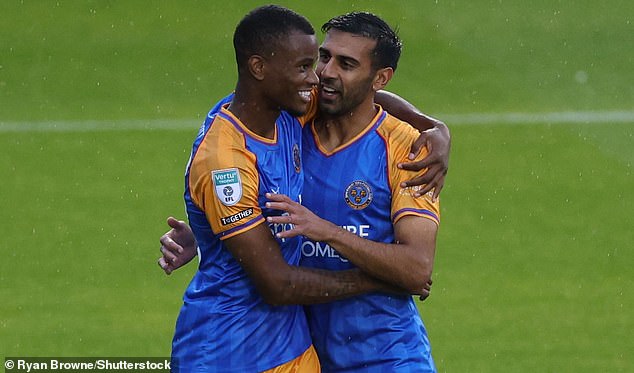 Shrewsbury's Players Celebrate A Goal... But The Shrews Are Just One Point Above The Relegation Zone In League Two