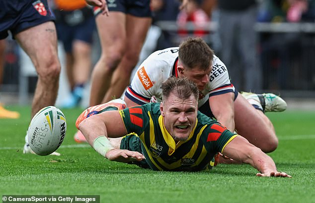 Angus Crichton Goes Over In Australia's Comfortable Win Over England In The Wembley Opener