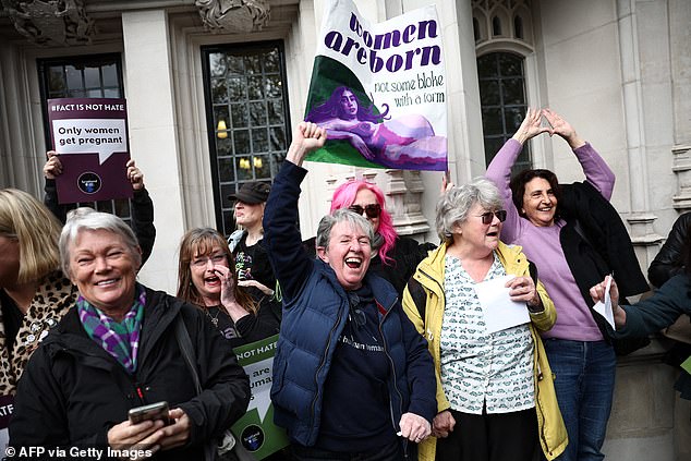 Women's Rights Groups Pictured Celebrating The Supreme Court Ruling Last April Which Stated That Only Those Born Female Should Be Deemed Women Under The 2010 Equality Act