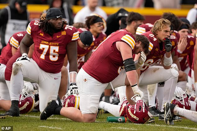 Brahmer's Iowa State Teammates Watch On As He Receives Treatment After Taking A Huge Tackle