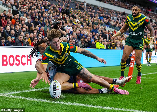 Walsh (Front, Centre) Was Unable To Live Up To His Heroics At Wembley Last Week, Being Sin-Binned For A High Tackle On England's Dom Young