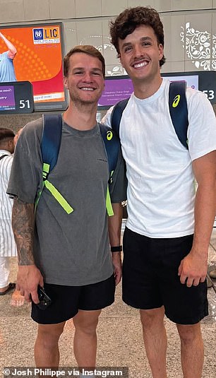 After: The Cricketer (Pictured Left With Sam Knostas In Recent Months) Is Hoping To Remove The Stigma Around Hair Loss