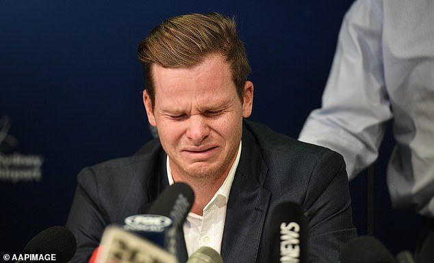 The Barmy Army Previously Mocked Smith For His Involvement In 'Sandpapergate' Back In 2018 - And The Tears That Followed In A Press Conference (Pictured)