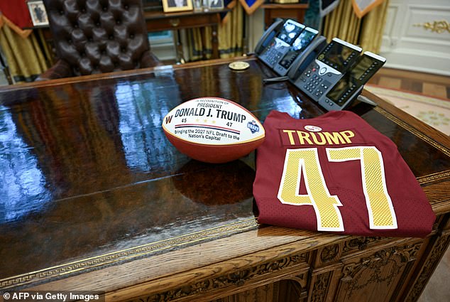 Trump's Office Was Adorned With Commanders Gear During An Nfl Announcement In May