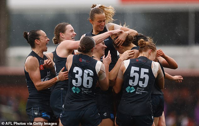 She Was Then Swamped By Her Teammates In Emotional Scenes As Her Fellow Blues Knew What The Goal Meant To Her