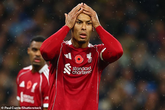 Virgil Van Dijk Cannot Believe His Goal, Which Would Have Brought The Scores Level, Is Ruled Out