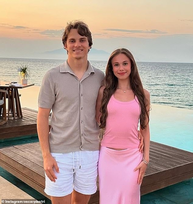 Fans Have Aligned The Grill'd Promotion With Piastri's Fall From Grace, Saying They Jinxed Him (Piastri Is Pictured With Girlfriend Lily Zneimer)