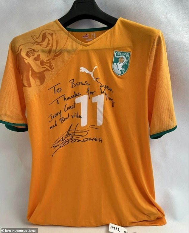An Ivory Coast Shirt, Signed By Former Striker Didier Drogba, Also Went Up Under The Hammer