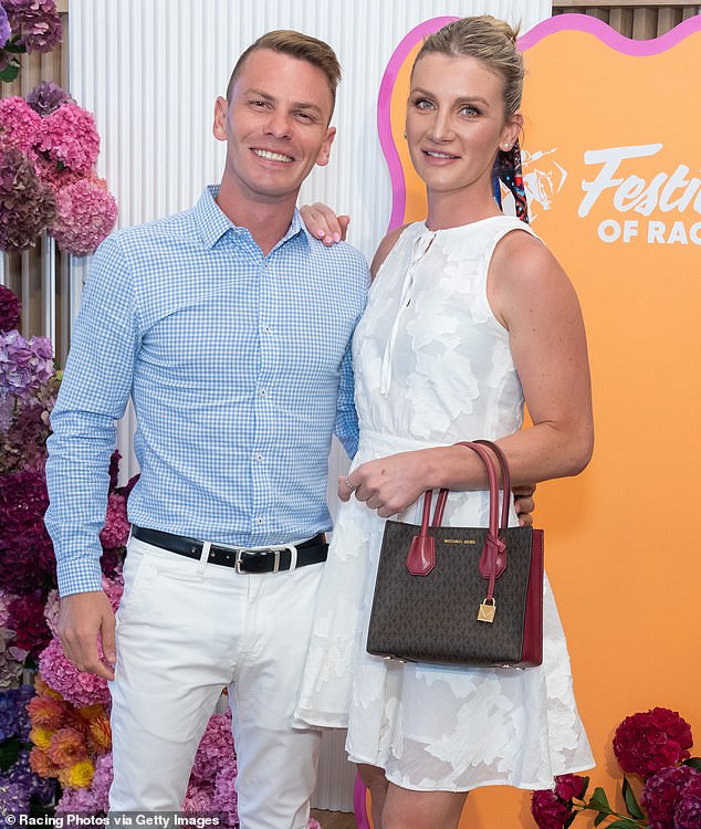 Jamie Melham Will Forever Be Etched In Australian Racing Record Books Following Her Triumph In The 2025 Melbourne Cup On Board Half Yours - But It Could Have Been A Very Different Story (Pictured, With Husband Ben Melham)