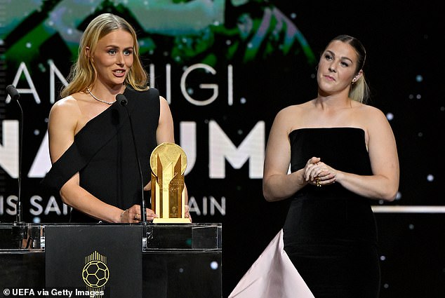 Mary Earps (Right) Has Said That Hannah Hampton's 'Bad Behaviour' Was Rewarded In Her New Autobiography. Pictured Watching Her Lionesses Rival Winning The Women's Yashin Trophy